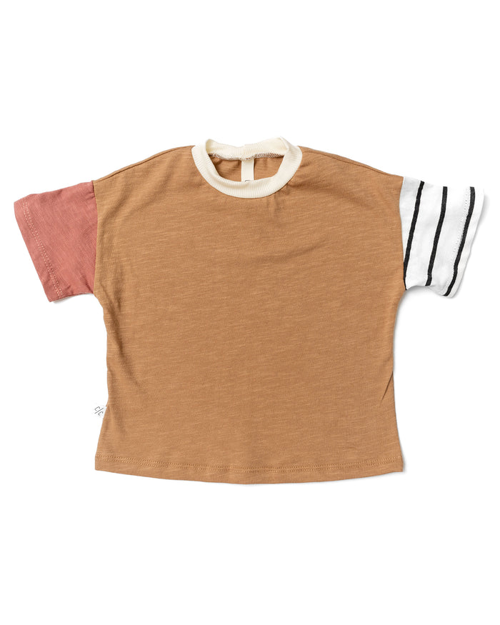 colorblock boxy tee - camel