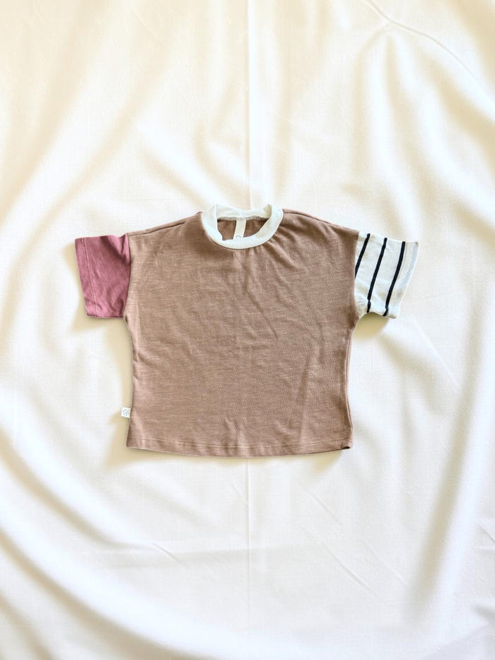 colorblock boxy tee - camel