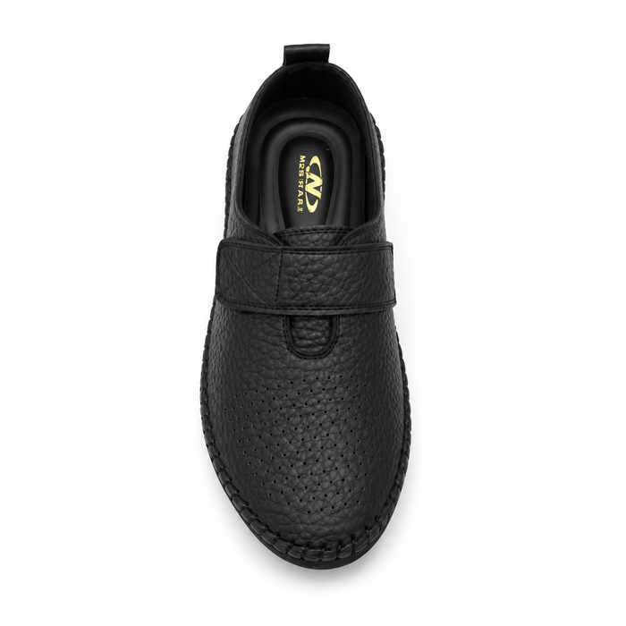 Comfort flats with perforated details and hook-and-loop strap