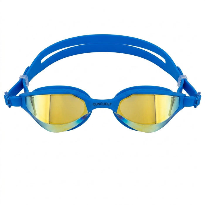 Competition Mirrored Swim Goggles With Protective Case Free Size