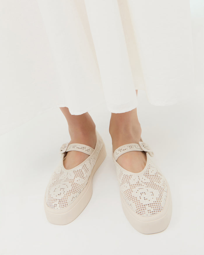 Cooper Cream Lace Mary Jane Sneaker in cream lace.