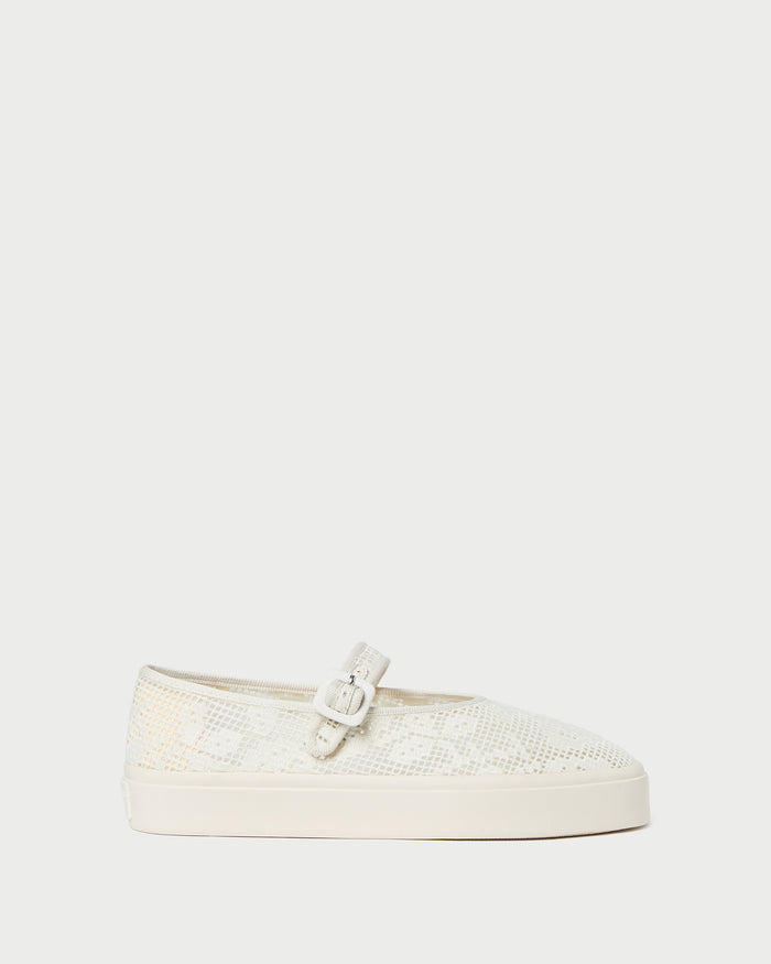 Cooper Cream Lace Mary Jane Sneaker in cream lace.