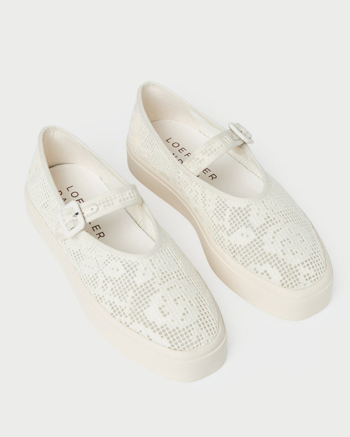Cooper Cream Lace Mary Jane Sneaker in cream lace.