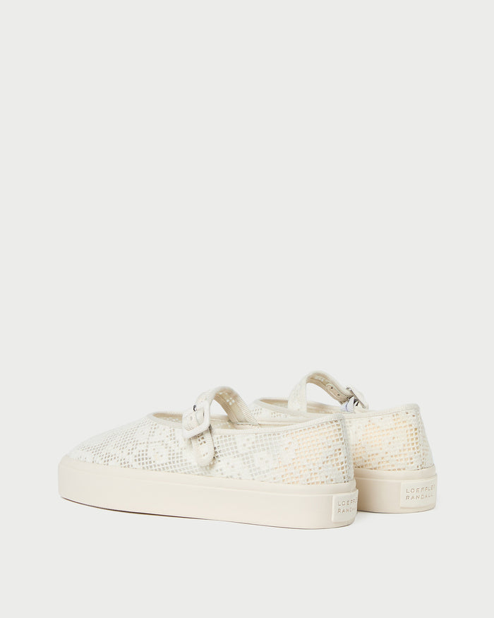 Cooper Cream Lace Mary Jane Sneaker in cream lace.