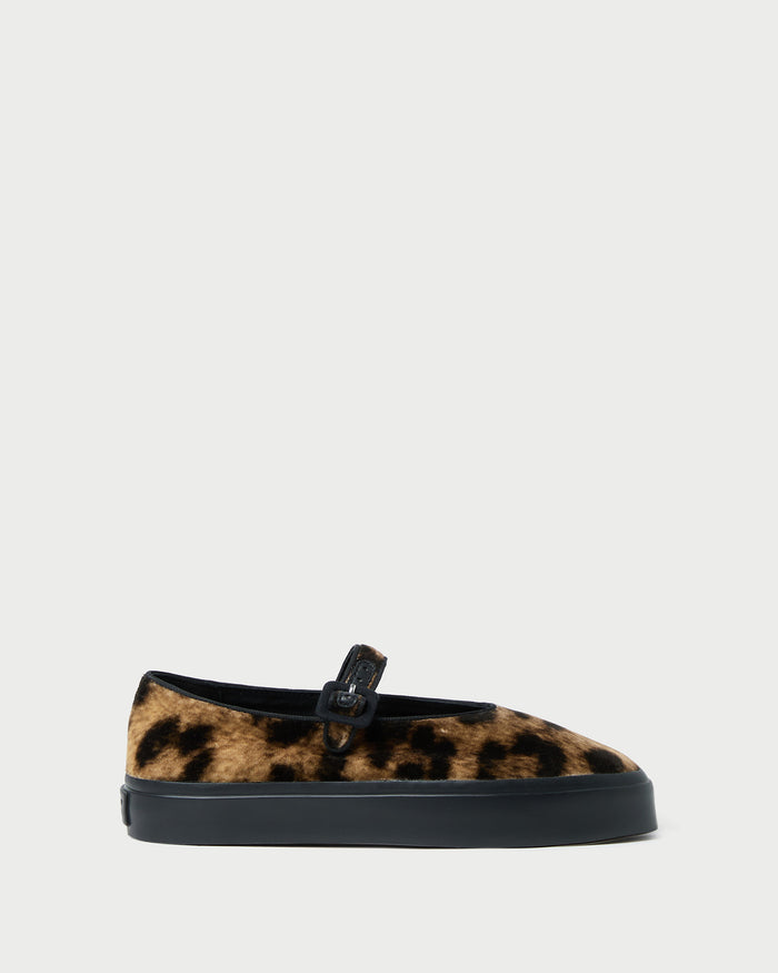 Cooper Leopard Velvet Mary Jane Sneaker in leopard print velvet.