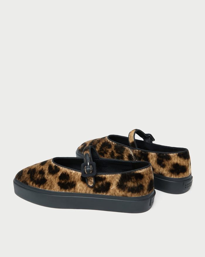 Cooper Leopard Velvet Mary Jane Sneaker in leopard print velvet.