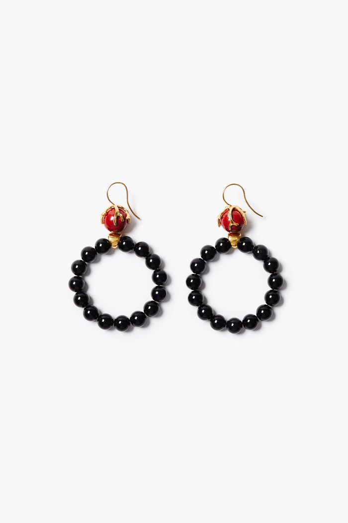 Coral Crown Hoop Earrings Onyx
