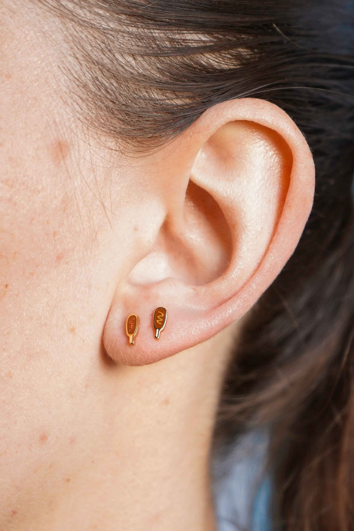 Corn Dog Enamel Flat Back Stud