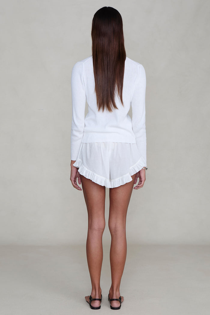 Cotton Ruffle Shorts White