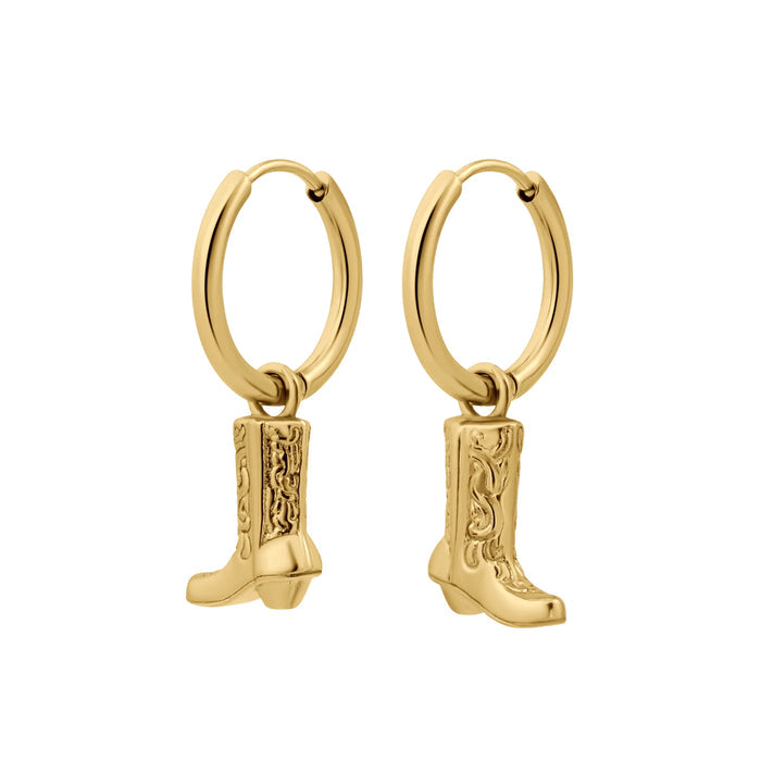 Cowgirl Boot Charm Hoops