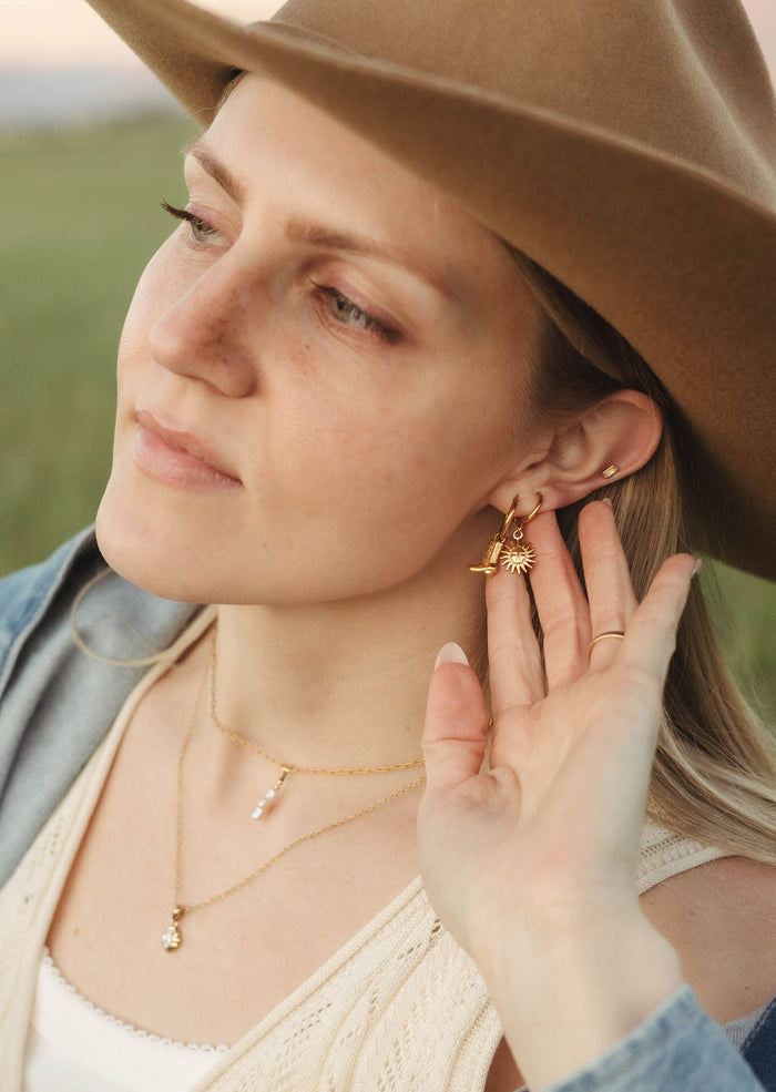 Cowgirl Boot Charm Hoops