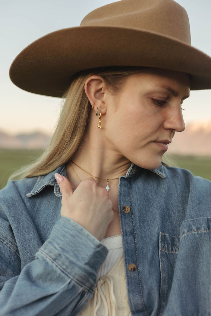 Cowgirl Boot Charm Hoops