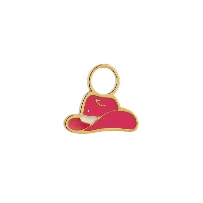 Cowgirl Hat Enamel Hoop Charm