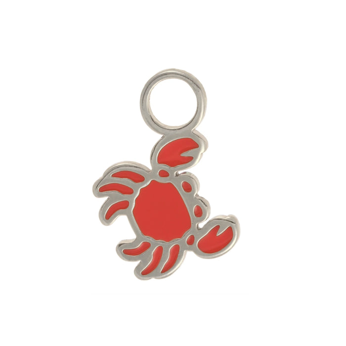 Red crab charm on a white background
