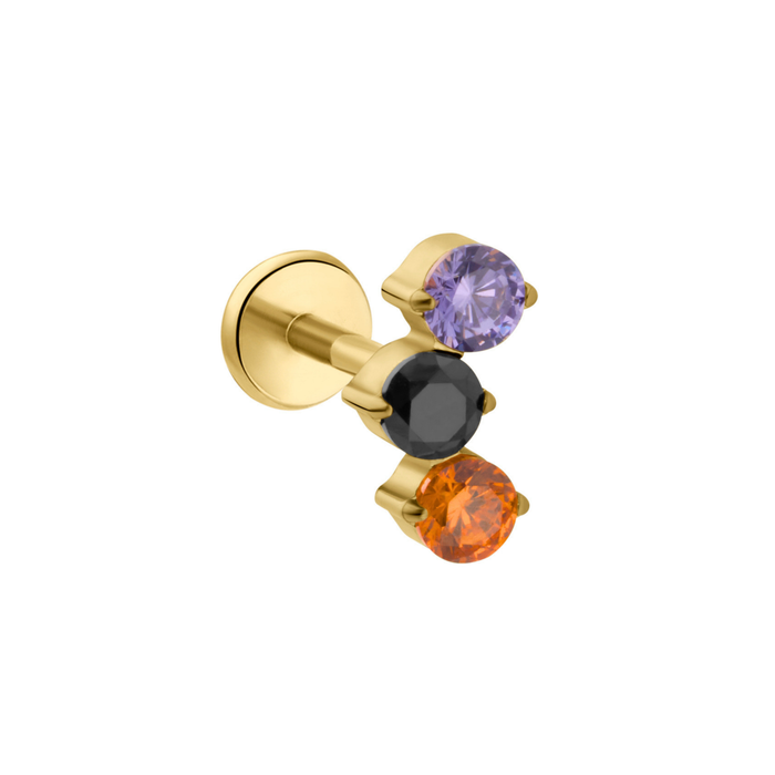Crescent Trio Flat Back Stud