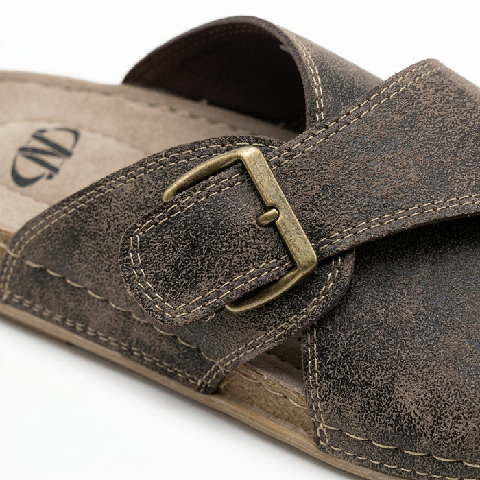 Cross Strap Slip On Sandals With Buckle