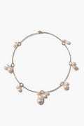 Crown Pearl Collar Necklace Silver
