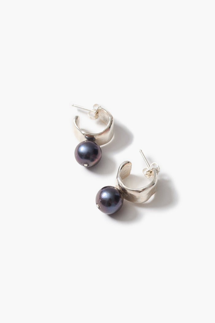 Cuff Hoop Earrings Peacock Pearl