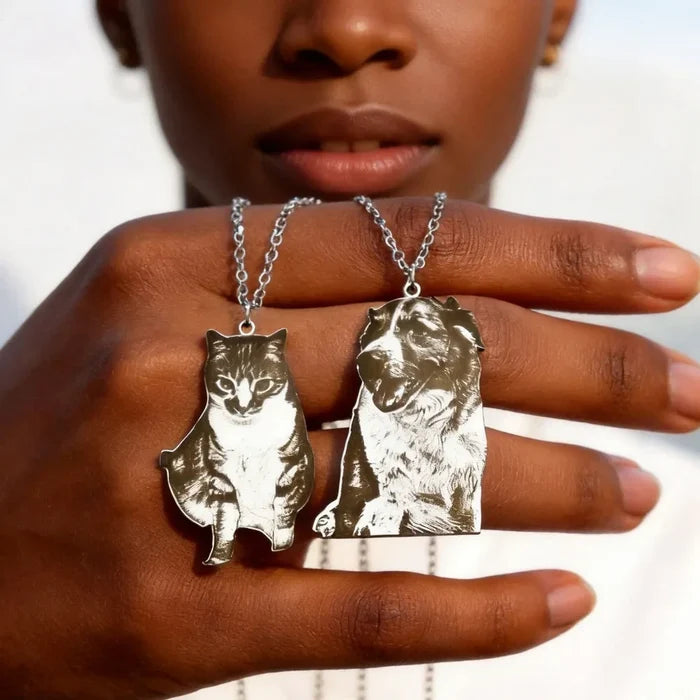 Custom Engraved Pet Photo Necklace