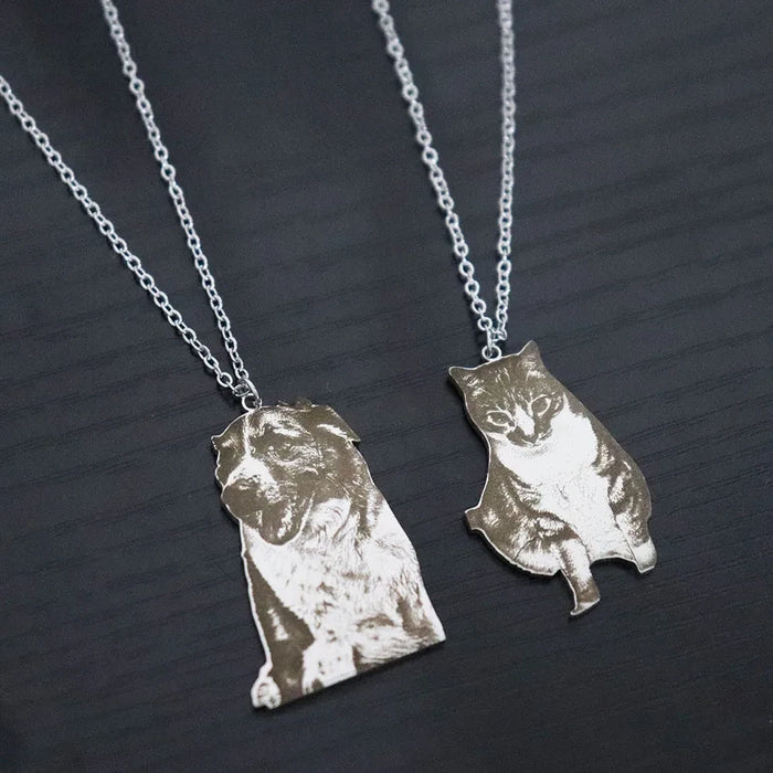 Custom Engraved Pet Photo Necklace