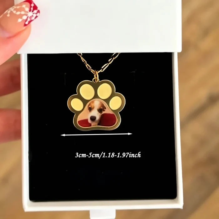 Custom Pet Paw Photo Necklace