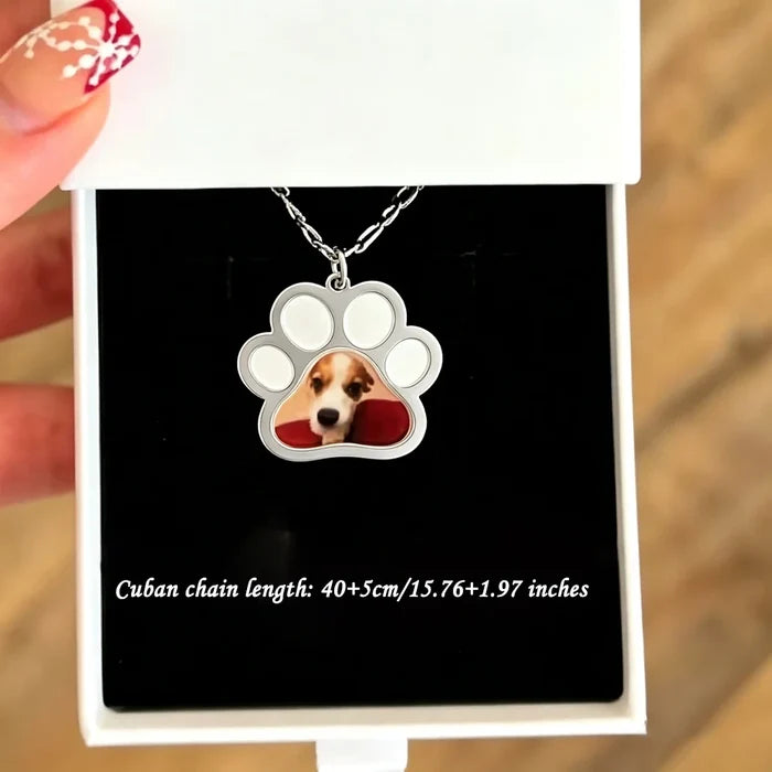 Custom Pet Paw Photo Necklace