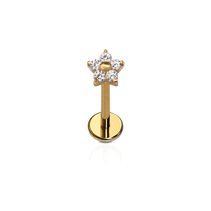 CZ Bloom Flat Back Stud - Clear