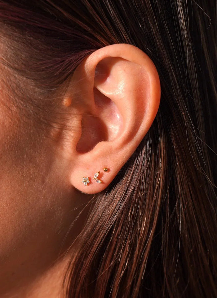 CZ Bloom Flat Back Stud - Clear