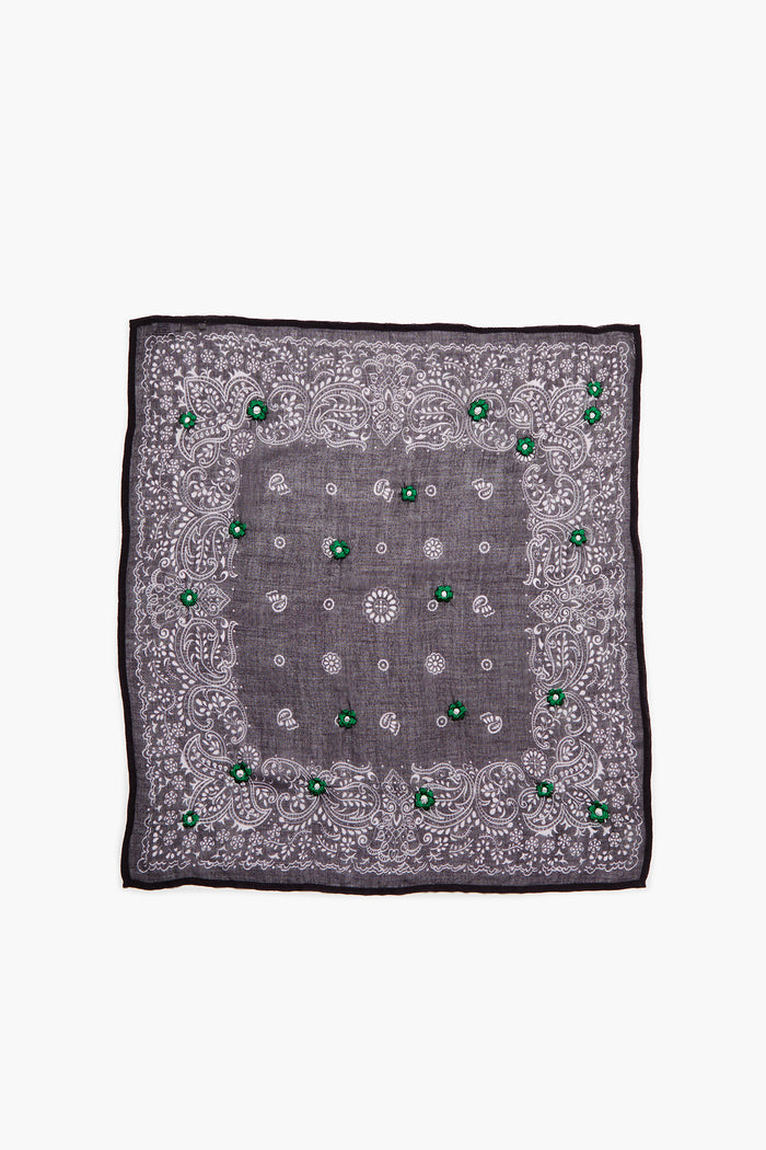 Daisy Embroidered Bandana Black