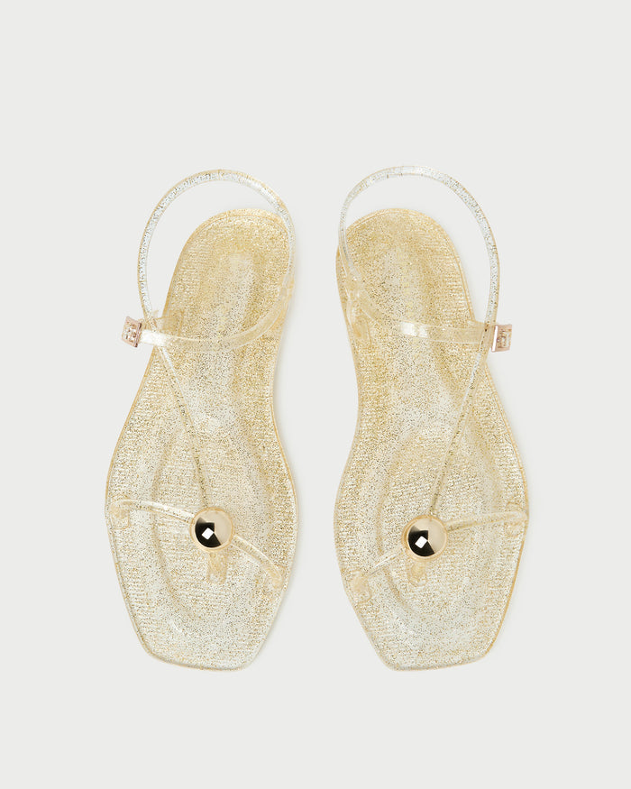 Dana Champagne Strappy Jelly Sandal in sparkly champagne jelly.