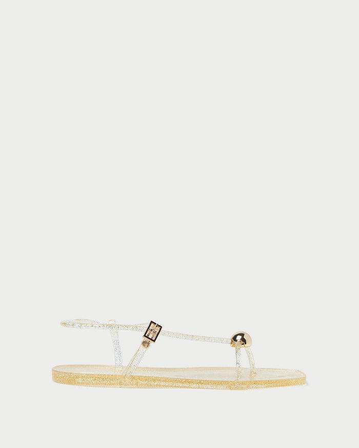 Dana Champagne Strappy Jelly Sandal in sparkly champagne jelly.