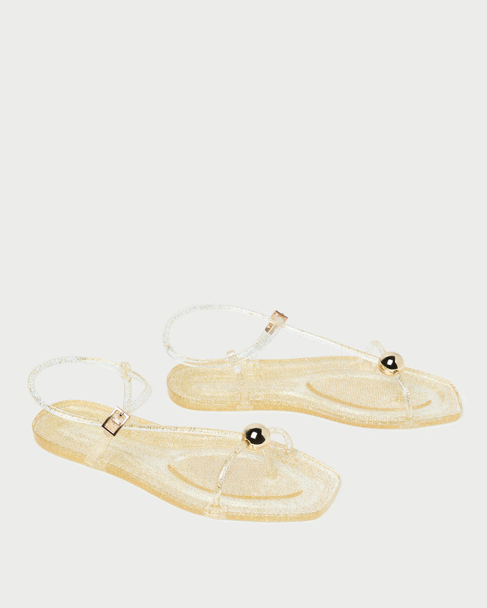 Dana Champagne Strappy Jelly Sandal in sparkly champagne jelly.