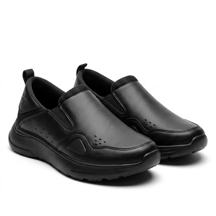 Dark Slip On Comfort Shoes With Cushioned Sole