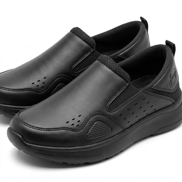 Dark Slip On Comfort Shoes With Cushioned Sole