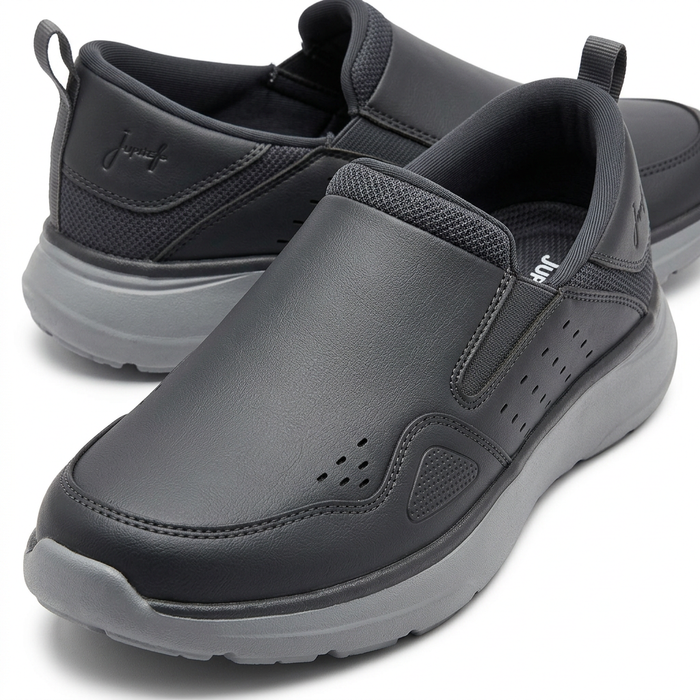 Dark Slip On Comfort Shoes With Cushioned Sole