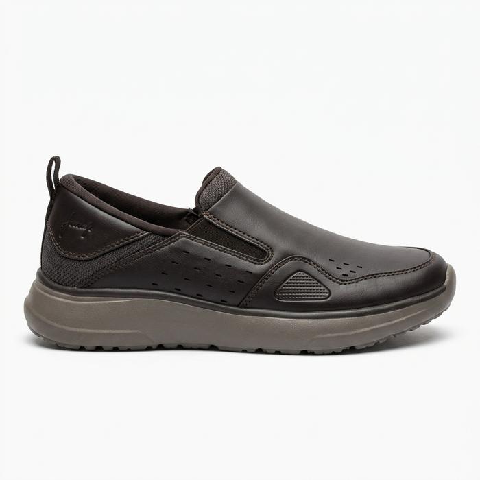 Dark Slip On Comfort Shoes With Cushioned Sole