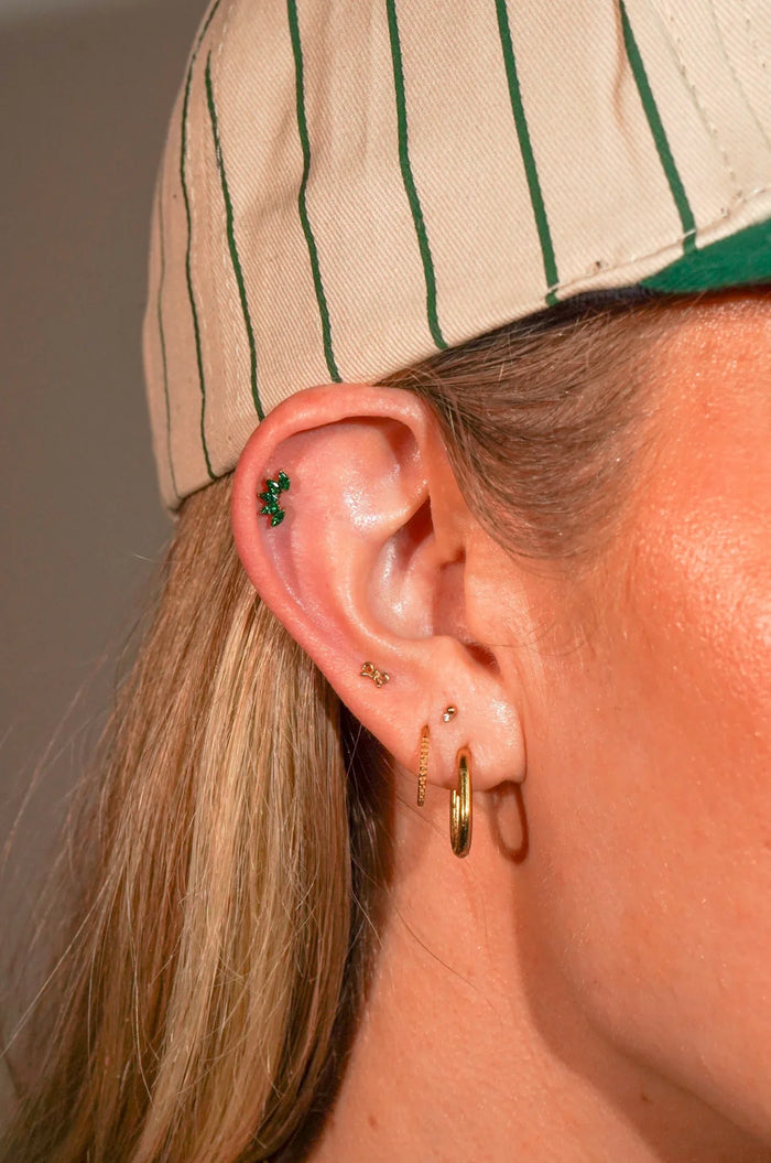 Deco Marquise Fan Flat Back Stud - Green