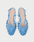 Devon Cornflower Blue Slingback Sandal in light blue moiré.