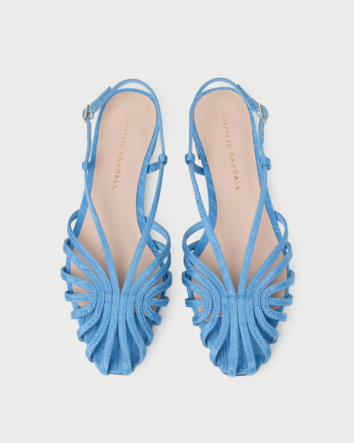 Devon Cornflower Blue Slingback Sandal in light blue moiré.