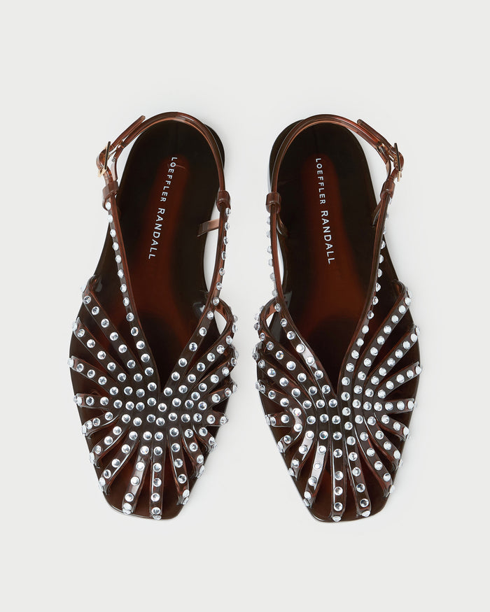 Devon Brown Jelly Slingback Sandal in brown jelly with crystal embellishments.