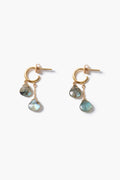 Dew Drop Hoop Earrings Labradorite