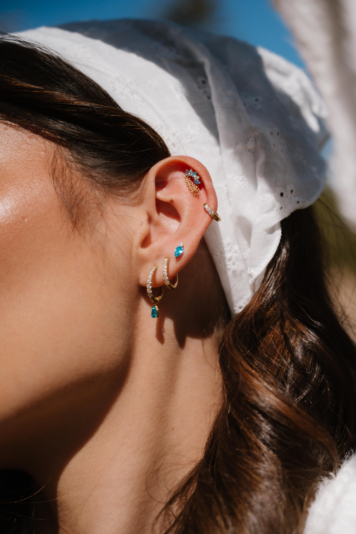 Diadem Flat Back Stud - Sky Blue