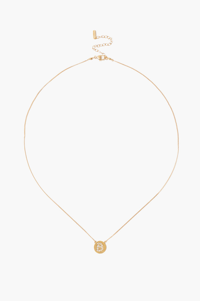 Diamond Initial Coin Necklace Gold