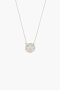 Diamond Initial Coin Necklace Silver