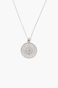 Diamond Zodiac Coin Necklace Silver