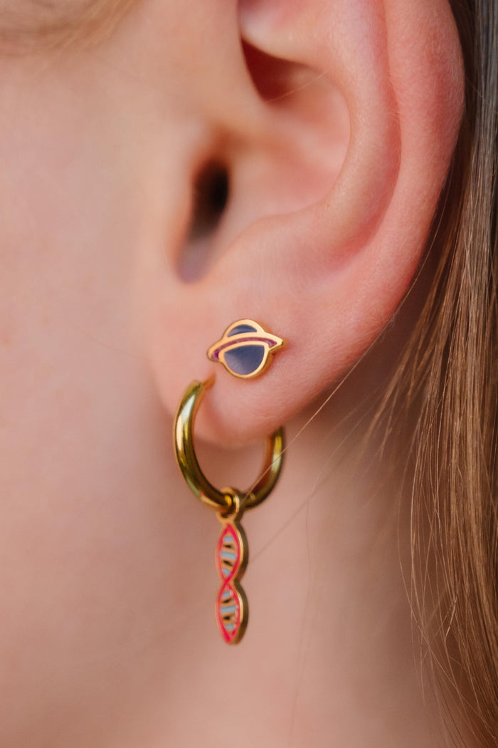 DNA Helix Enamel Hoop Charm