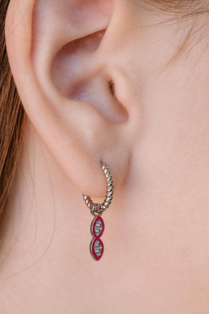 DNA Helix Enamel Hoop Charm
