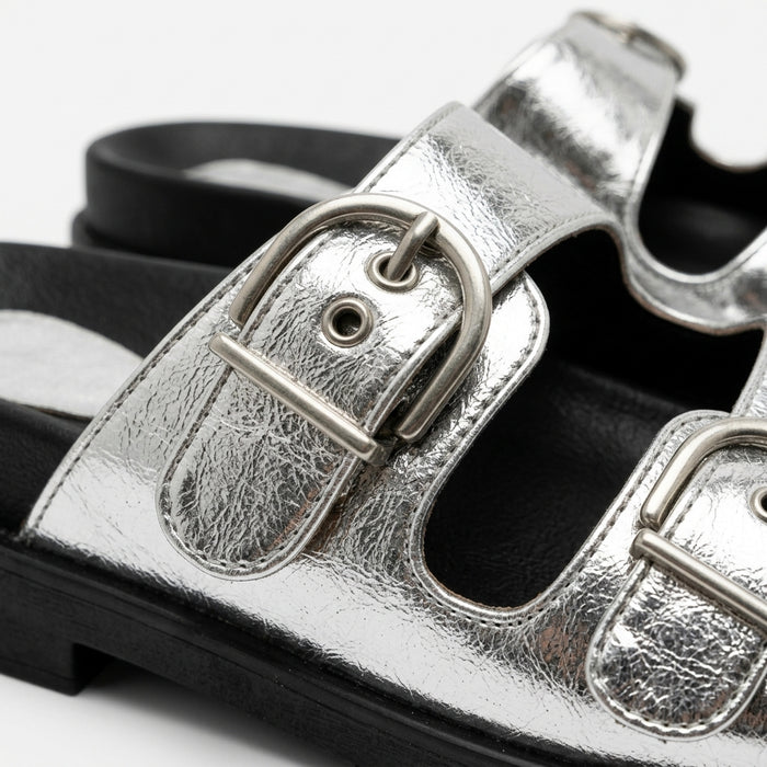 Double Buckle Comfort Slide Sandals