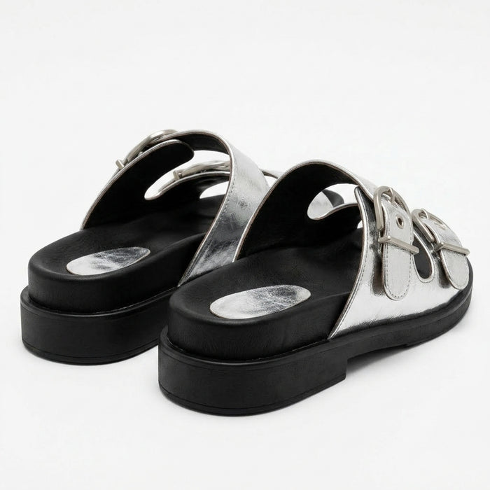Double Buckle Comfort Slide Sandals