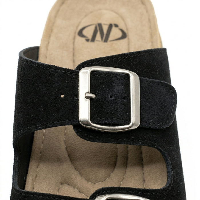 Double Buckle Slip On Sandals